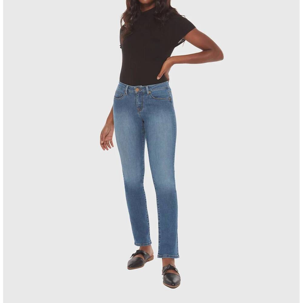NEW LOLA HATS kristine mid rise straight jeans in stone blue